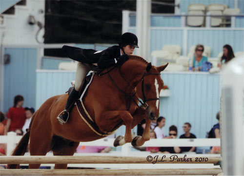 Gabbi Langston and Azian owned by Fastball Farm Large Junior Hunters 16-17 2010 Devon Horse Show Photo JL Parker