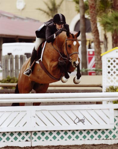 Gina Ross and Beckham Amateur Owner Hunters 36 & Over 2011 Del Mar National Photo by Osteen