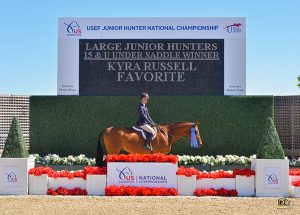 Kyra Russell and Favorite Large Junior Hunters 15 & U Under Saddle Winner 2019 USEF Junior Hunter National Championship Photo by Grand Pix