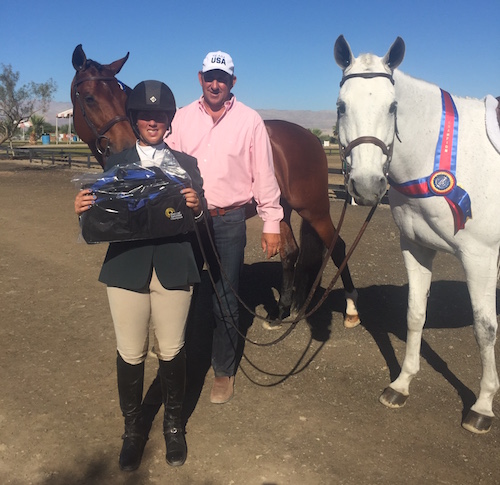 Meredith Mateo and Archie Cox with Vanessa and Second to None 2019 HITS Desert Circuit