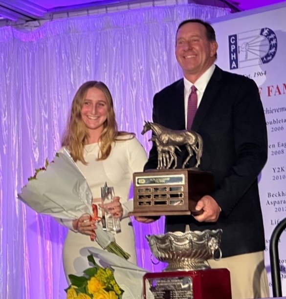 Naomi Wegner and Archie Cox accepting Naomi’s 2022 CPHA Junior Horsemanship award