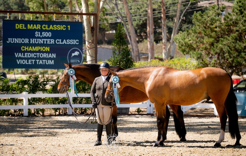 Violet Tatum with Valedictorian and For Fun Valedictorian - Champion and Classic Winner 3'6" Small Junior Hunter For Fun - Champion 3'6" Large Junior Hunter