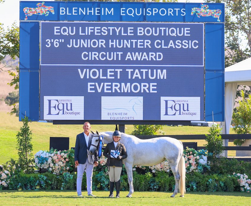 Violet Tatum and Evermore 3’6” Junior Hunter Classic Circuit Award 2023 Blenheim EquiSports Photo by McCool