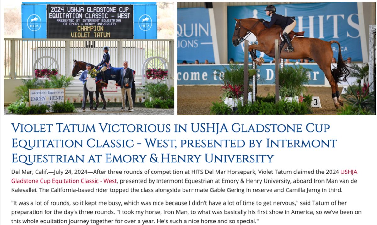Violet Tatum Victorious 2024 USHJA Gladstone Cup Equitation West
